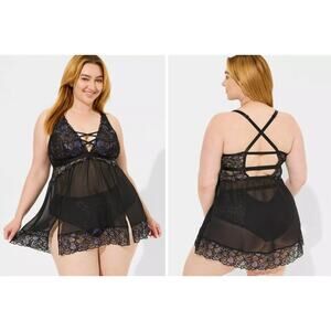 Torrid Women's Plus Size Black Moody Butterflies Lingerie Slip Dress Size 5 5X